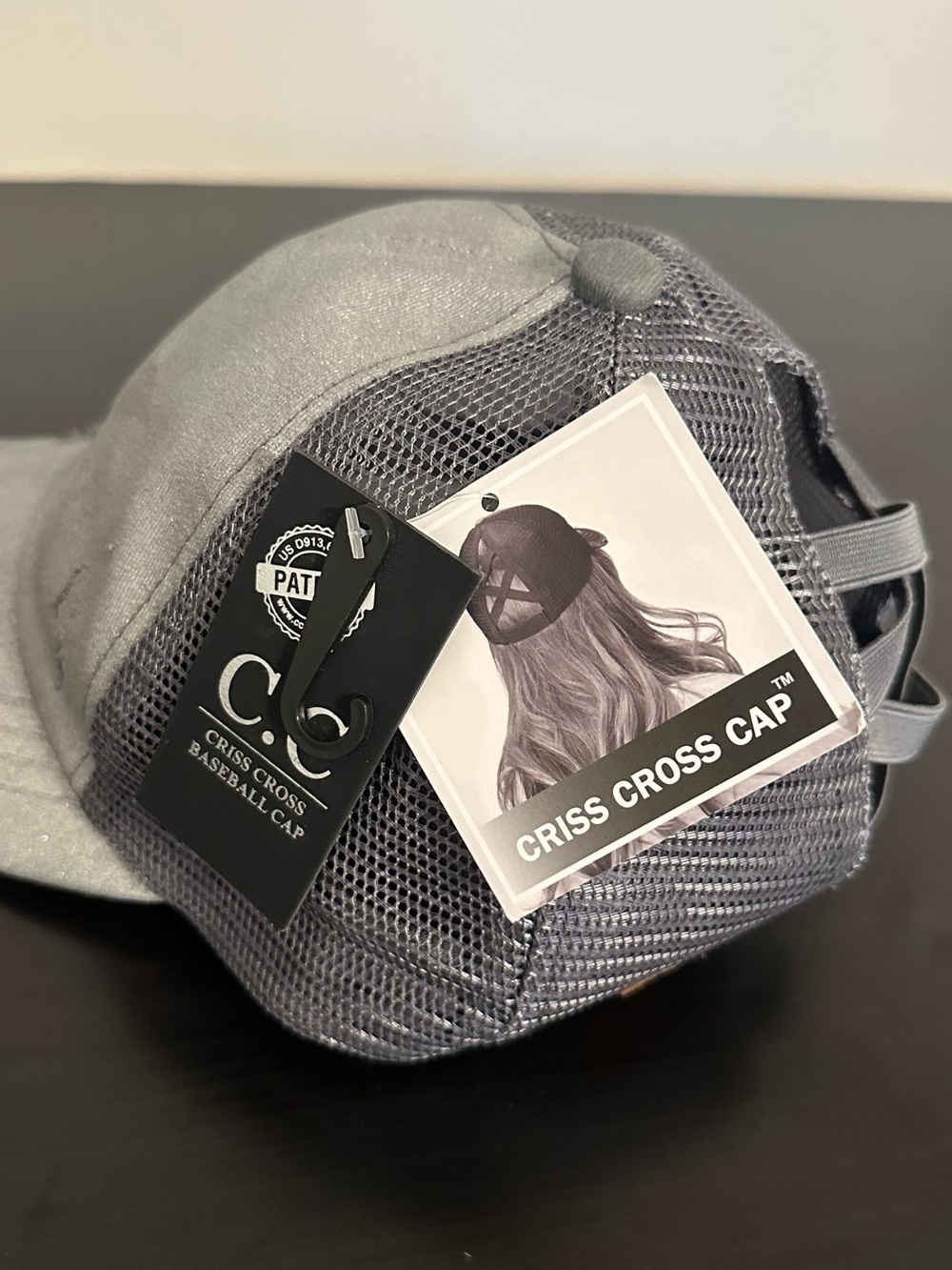 Criss Cross Gray Mesh Baseball Cap